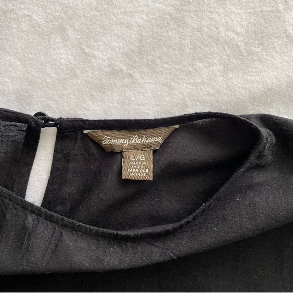 NWOT Tommy Bahama Eyelet Lace Black 3/4 Sleeve Cut Out Crochet Look Top SZ L - Picture 7 of 10